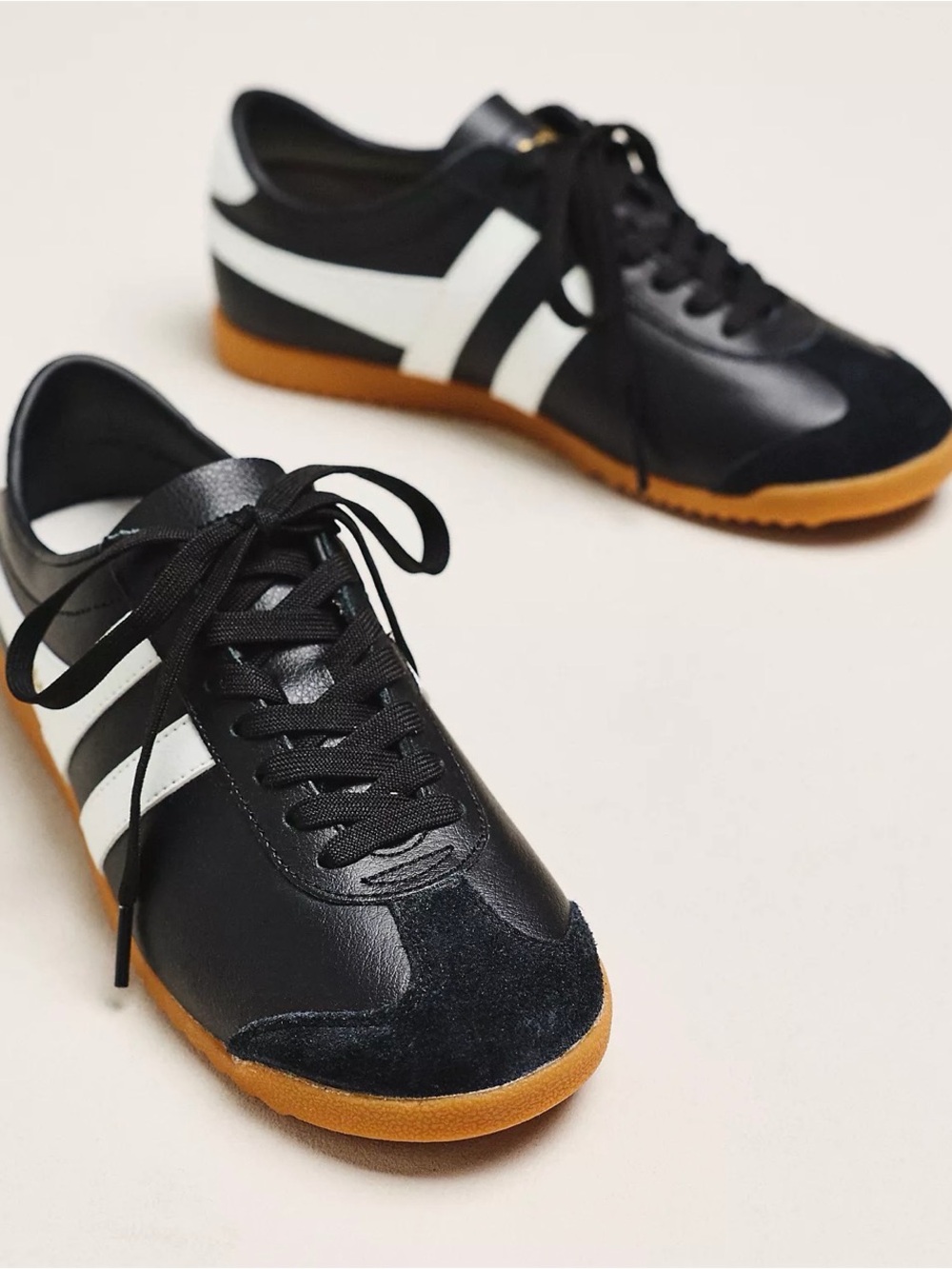 Gola Bullet Leather Sneakers - Women’s  Black, White & Gum Retro